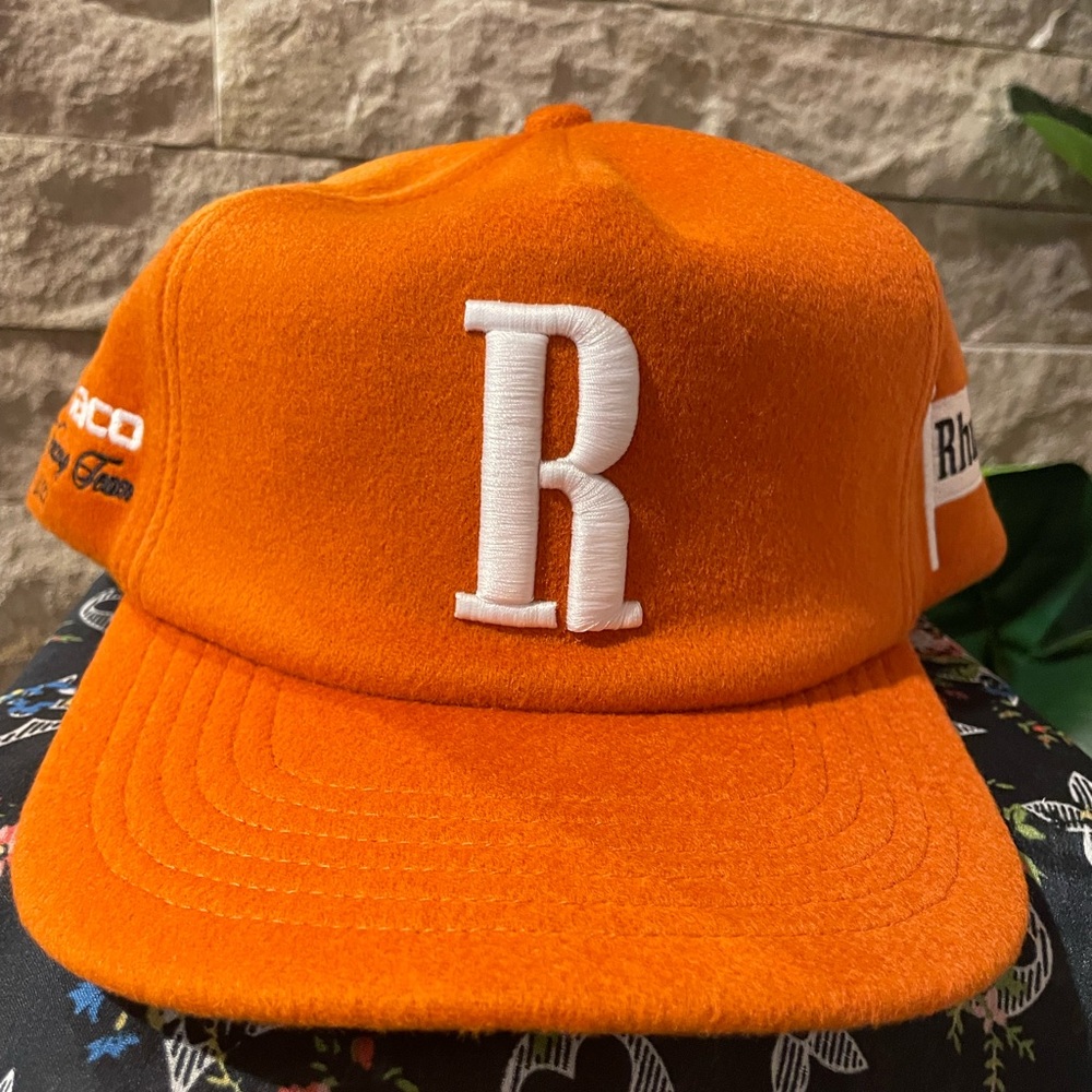 Rhude Vibrant Orange Cap with White Logo